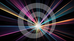 Colorful Light Rays Exploding from Dark Center