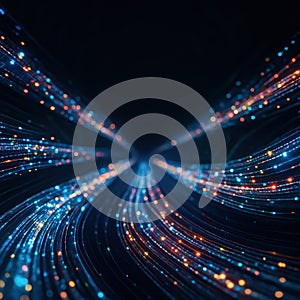 Colorful Light Trails in Dark Space Creating Abstract Wave Patterns and Dynamic Movement Effects