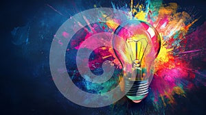 Colorful Lightbulb Explosion Representing Creativity