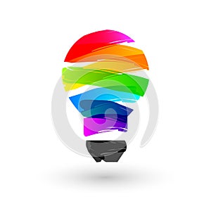 Colorful lightbulb made of paint stroke