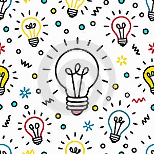 Colorful lightbulb seamless pattern.