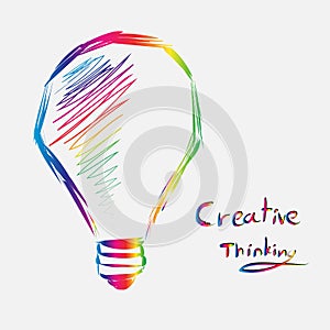 Colorful of lightbulb sign of creative thinking.art line vector