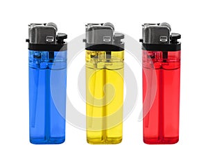 a colorful lighters isolated on white background