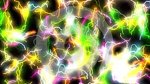 Colorful lightning energy sparks motion graphics with plain black background