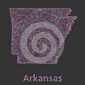 Colorful line art map of Arkansas state