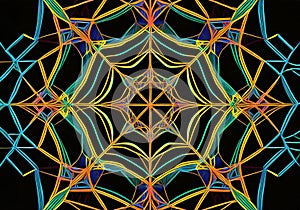 colorful line illustration made by spider web pattern