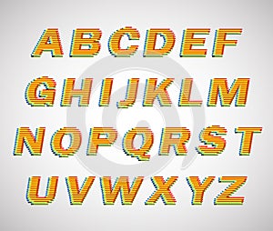 Colorful lines vector font