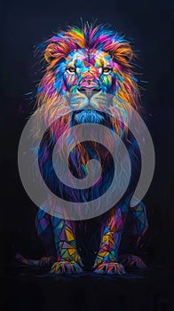 A colorful lion is
