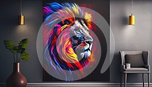 Colorful lion art wallpaper