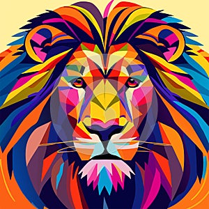 Colorful lion head illustration. Vector illustration. Abstract colorful background. generative AI