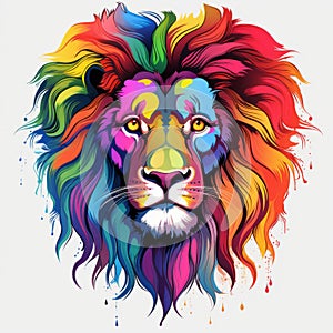 Colorful Lion Head Vector Illustration With Psychedelic Realism photo