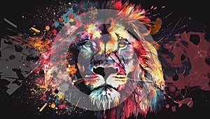 Colorful lion illustration