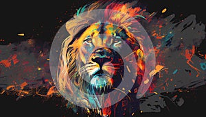 Colorful lion illustration