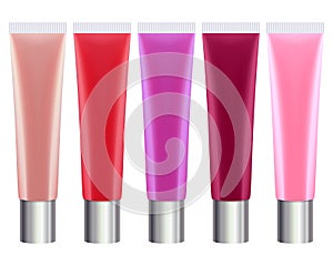 Colorful lip gloss tubes set