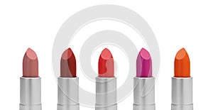 Colorful lipstick on white background