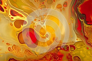 Colorful liquid paints mixed together creating modern abstract