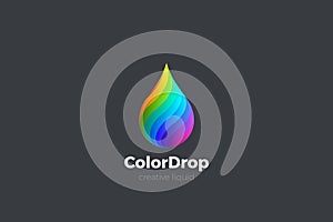 Colorful Liquid Water Droplet Drop Logo design vector template. Energy Mix Drink Logotype concept icon