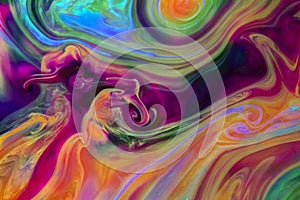 Colorful liquids underwater. Psychedelic colors. photo