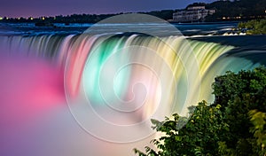 Colorful Lit Niagara Falls