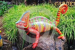 Colorful lizard statue