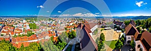 Colorful Ljubljana aerial panoramic view