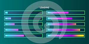 Colorful loading bar set. Modern web element collection. Vector illustration. Eps 10.