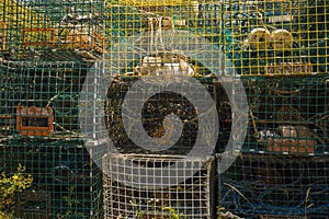 Colorful Lobster Cages Off Duty