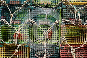 Colorful lobster pots and traps