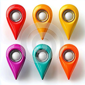 Colorful location pin pointers gps navigation map markers collection