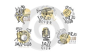 Colorful Logos Vector Set for Jazz Festival or Live Concert