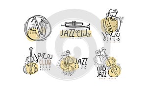 Colorful Logos Vector Set for Jazz Festival or Live Concert