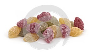 Tasty jelly candies on white background