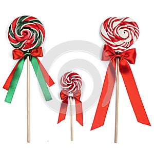 Colorful lollipops with ribbons