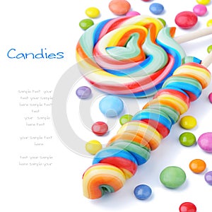 Colorful lollipops and smarties