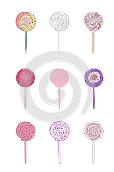 Colorful lollipops stacked on top of each other