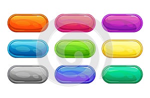Colorful long horizontal glossy buttons