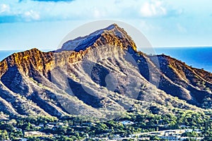 Colorful Lookout Diamond Head Waikiki Beach Honolulu Hawaii