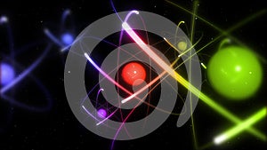 Colorful looping atoms on black