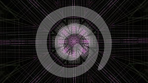 Colorful looping kaleidoscope, abstract motion graphics background. Animation. Energetic impulses spreading all over the