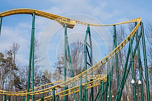 A Colorful Looping Roller Coaster Beautiful Sunny Day