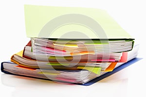 Colorful loose-leaf binders with memos