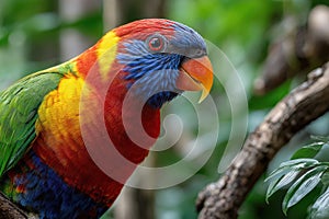 Colorful Lory Parrot Perched on Branch