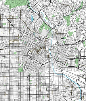 Colorful Los Angeles vector city map.