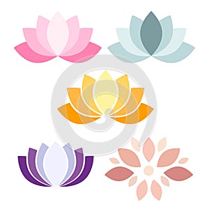 Colorful Lotus flower icons