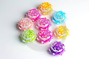 Colorful lotus handcraft ribbin for donate to give away alms by scattering ,The Coin sprinkling