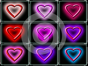 Colorful love hearts