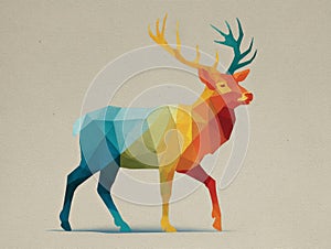 Colorful Low Poly Deer Illustration