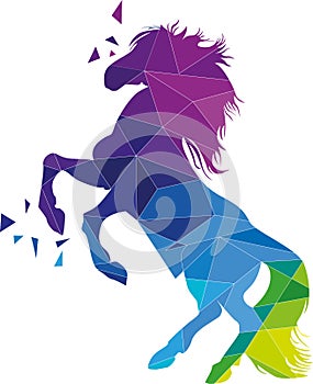 Colorful low poly horse vector illustration