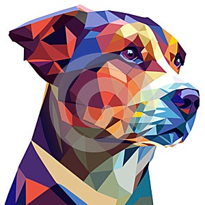 Colorful low poly portrait of a pitbull dog. Vector illustration AI generated