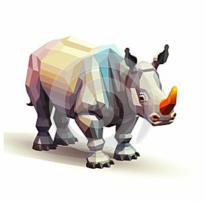 Colorful Low Poly Rhino: Inventive Character Design Inspired By Gino Severini And Kevin Sloan